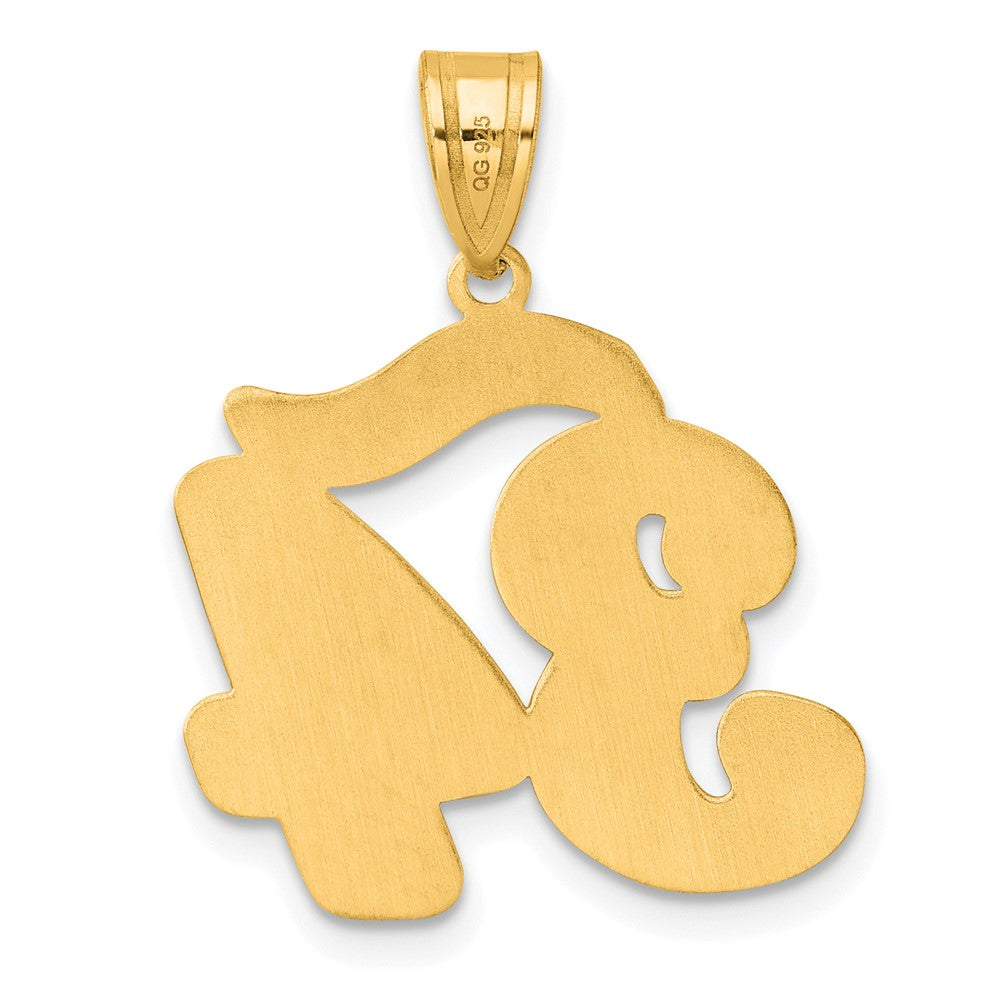 14k Brushed Border Script Number 34 Pendant