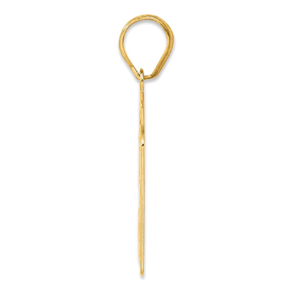 14k Brushed Border Script Number 37 Pendant