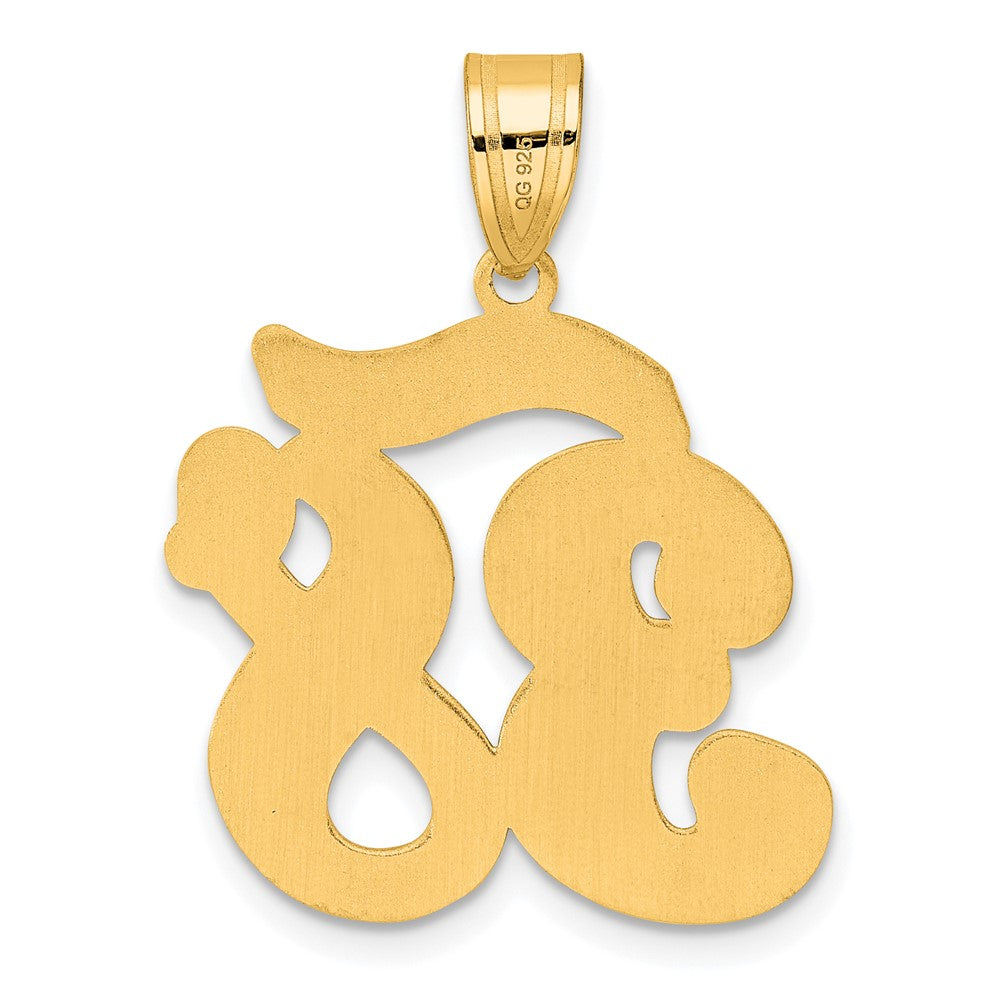 14k Brushed Border Script Number 38 Pendant