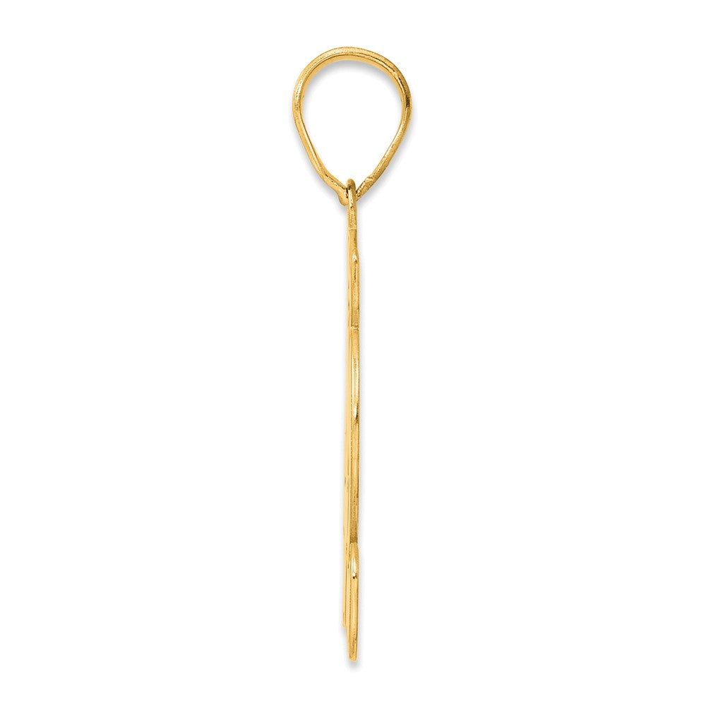 14k Brushed Border Script Number 42 Pendant