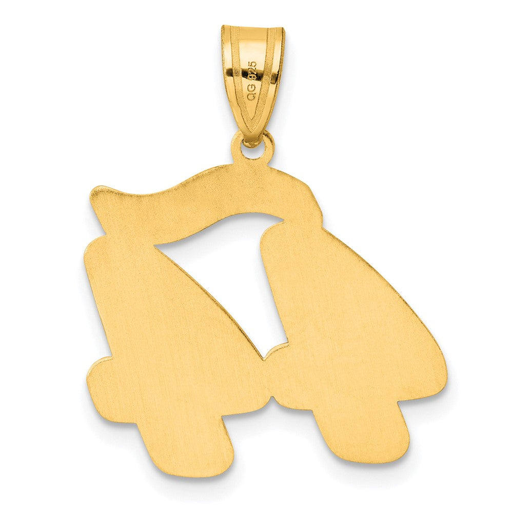 14k Brushed Border Script Number 44 Pendant