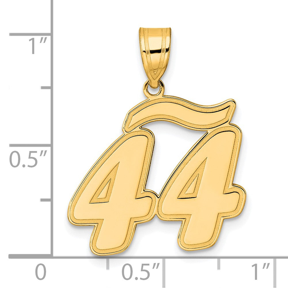 14k Brushed Border Script Number 44 Pendant