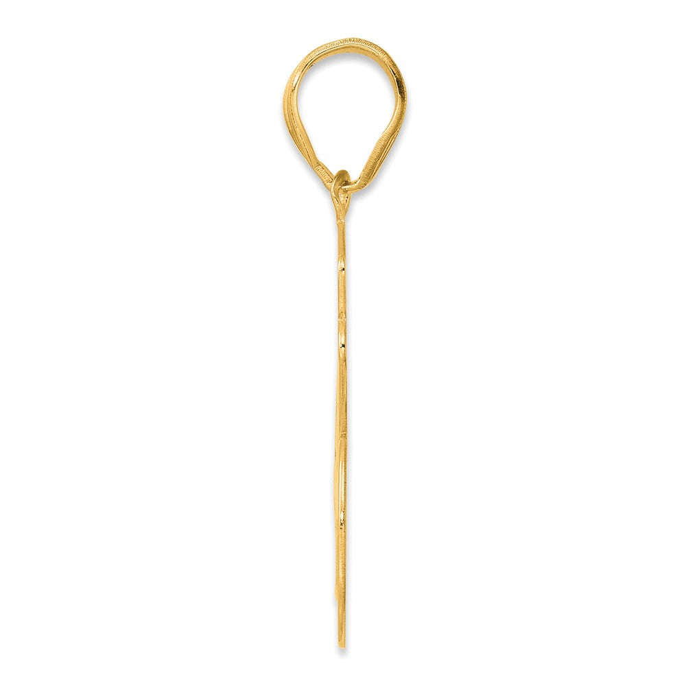 14k Brushed  Border Script Number 46 Pendant