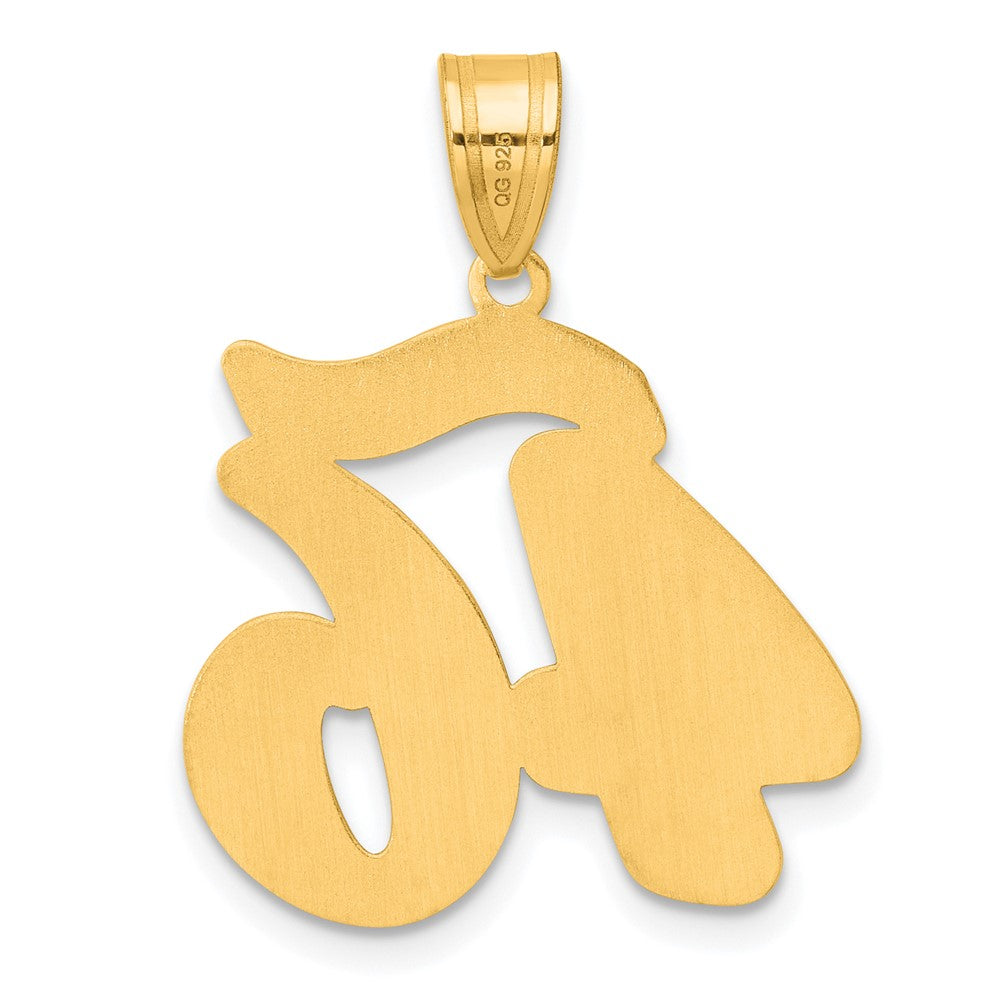 14k Brushed  Border Script Number 46 Pendant