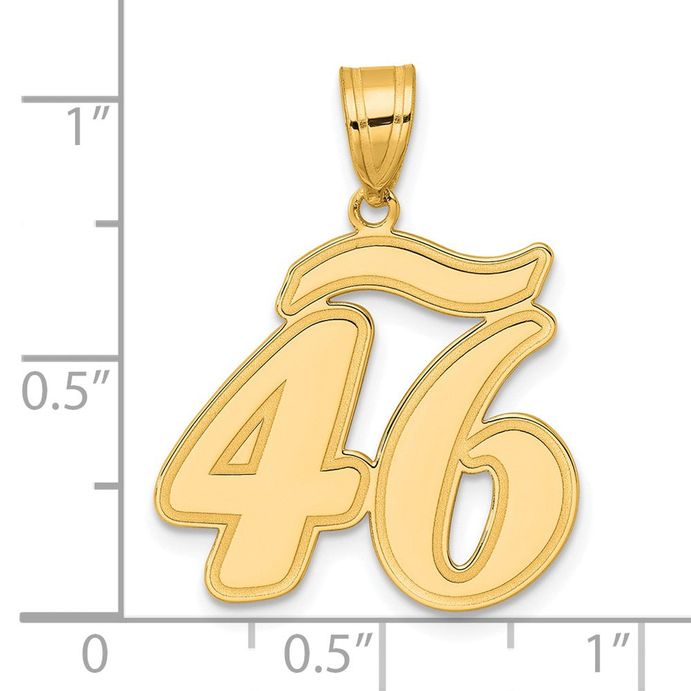 14k Brushed  Border Script Number 46 Pendant