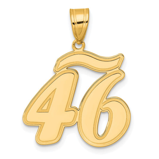 14k Brushed  Border Script Number 46 Pendant