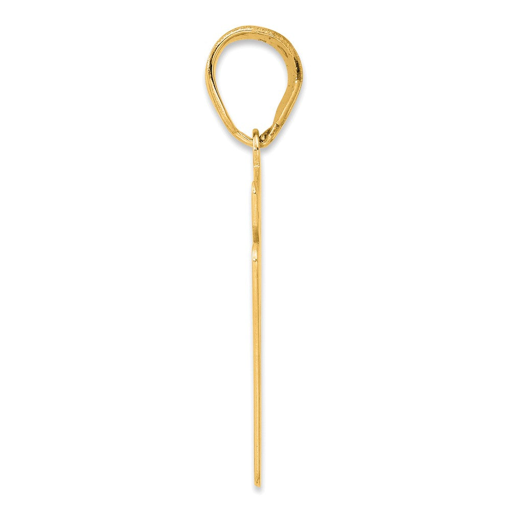 14k Brushed Border Script Number 47 Pendant