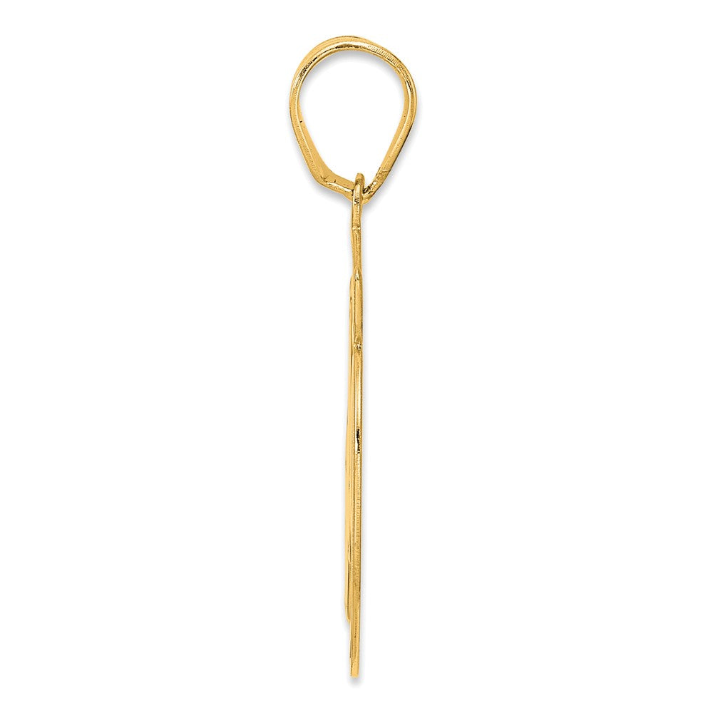 14k Brushed Border Script Number 49 Pendant