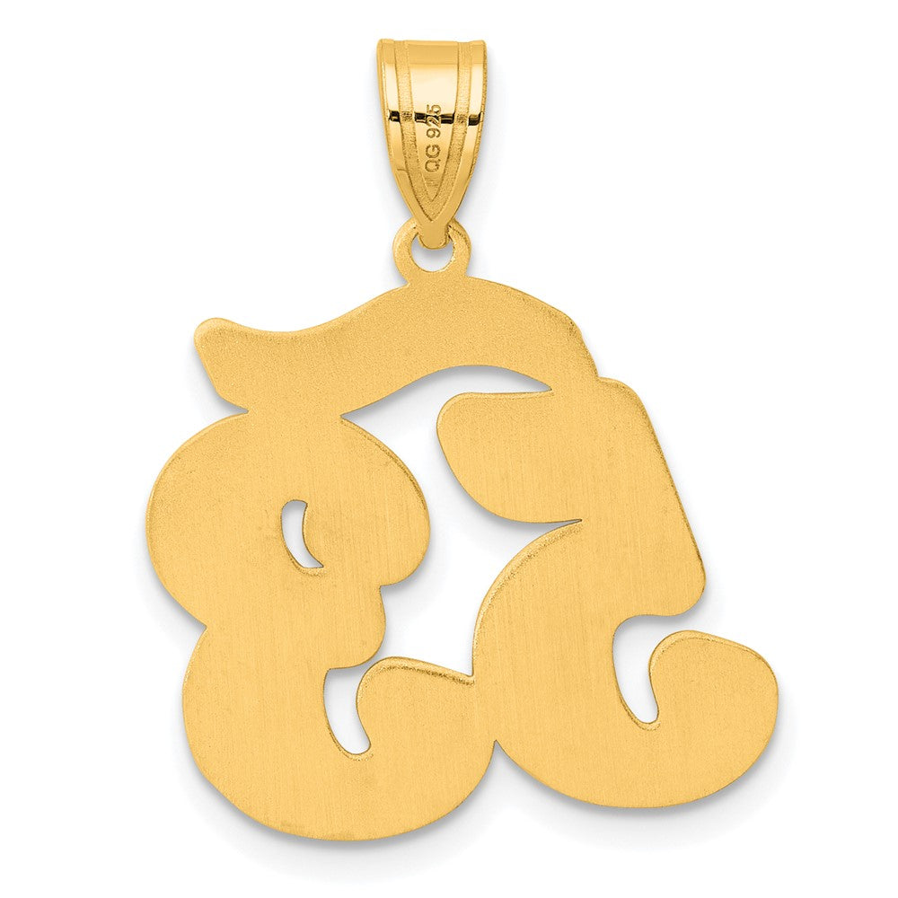 14k Brushed Border Script Number 53 Pendant