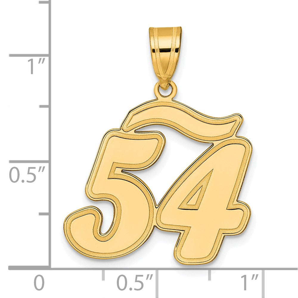 14k Brushed Border Script Number 54 Pendant