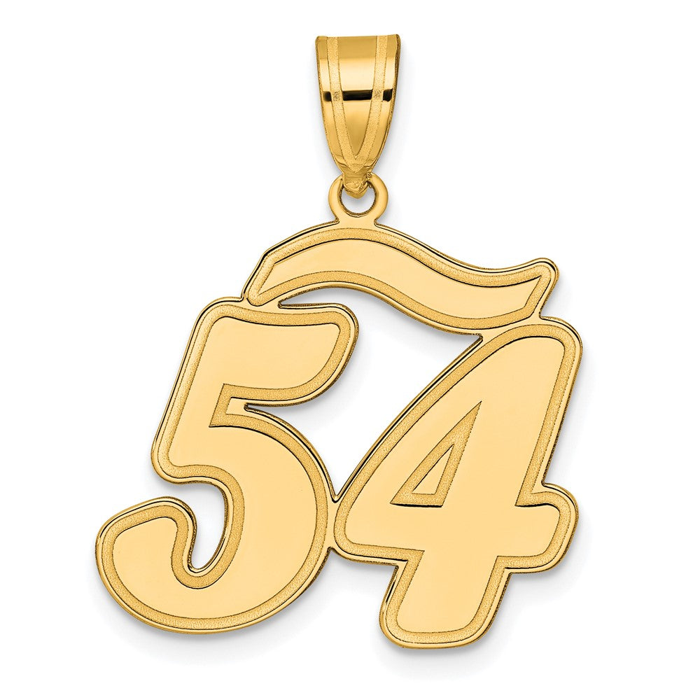 14k Brushed Border Script Number 54 Pendant