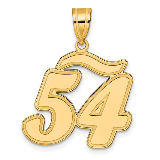 14k Brushed Border Script Number 54 Pendant