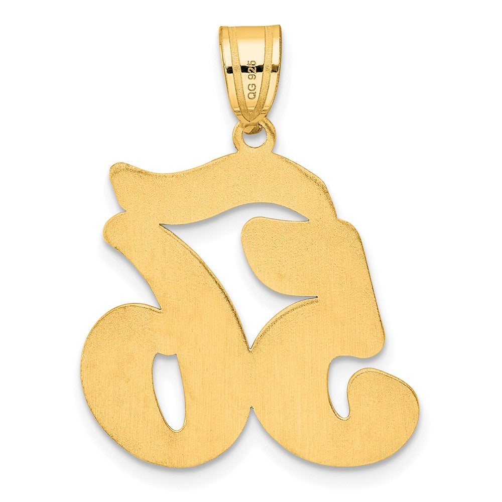 14k Brushed Border Script Number 56 Pendant