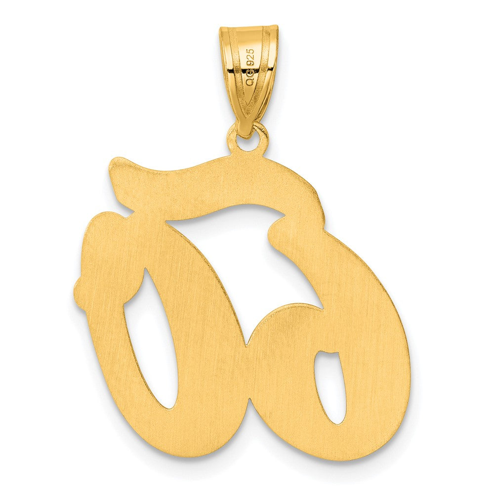 14k Brushed Border Script Number 60 Pendant
