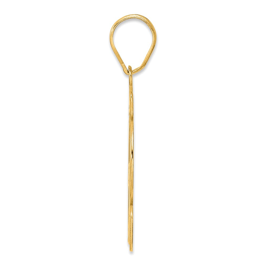 14k Brushed Border Script Number 62 Pendant