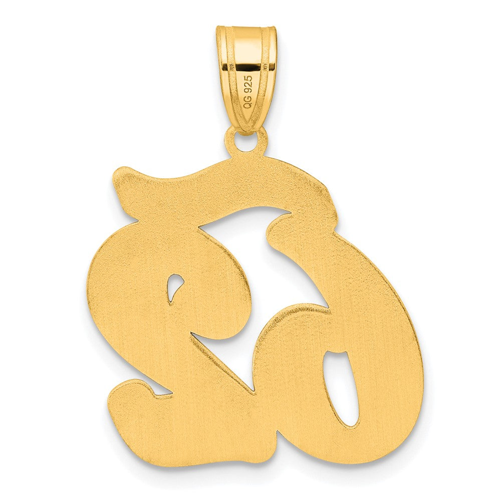 14k Brushed Border Script Number 62 Pendant