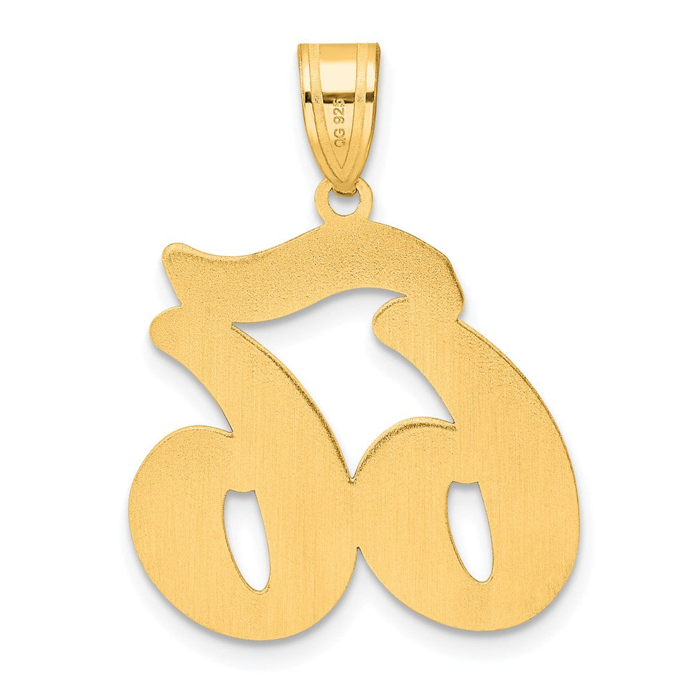 14k Brushed Border Script Number 66 Pendant