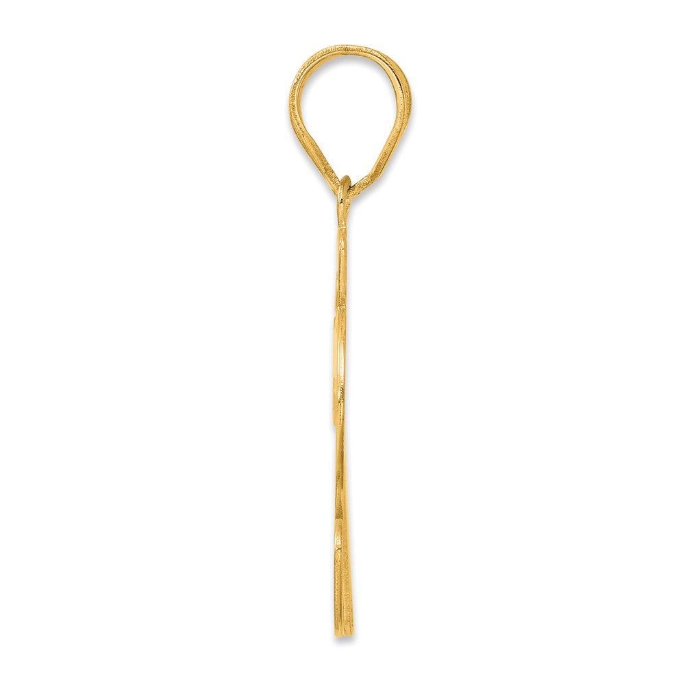14k Brushed Border Script Number 72 Pendant