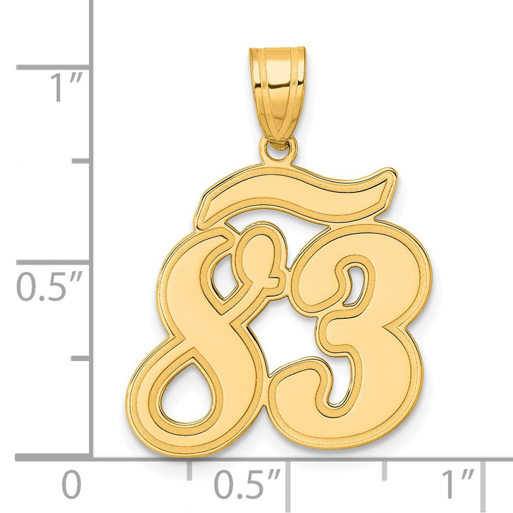 14k Brushed Border Script Number 83 Pendant