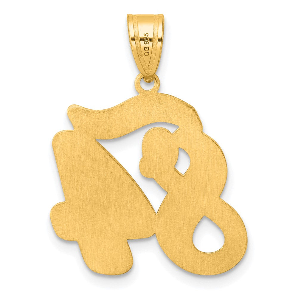 14k Brushed Border Script Number 84 Pendant