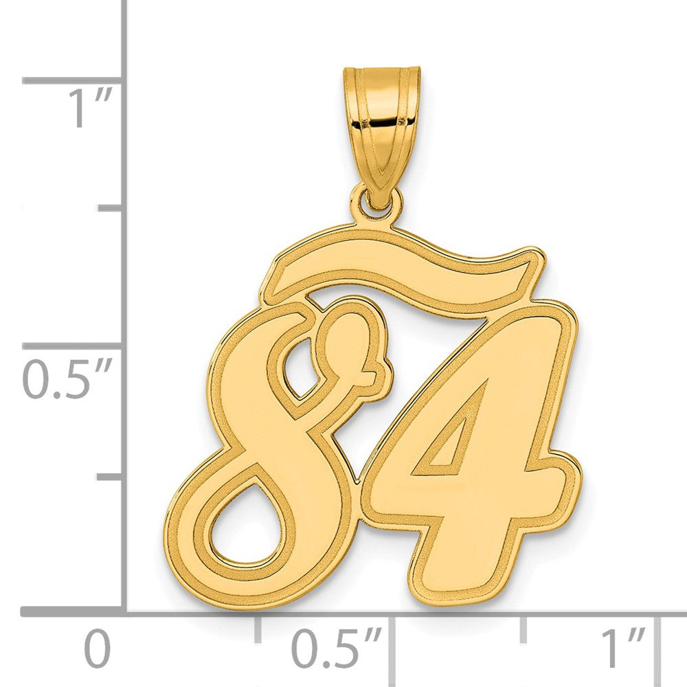 14k Brushed Border Script Number 84 Pendant