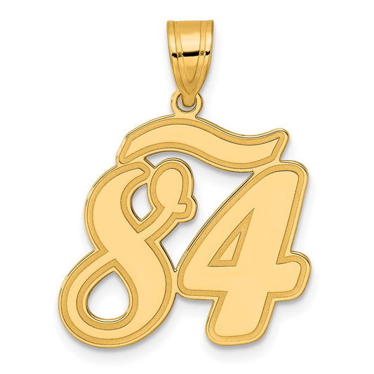 14k Brushed Border Script Number 84 Pendant