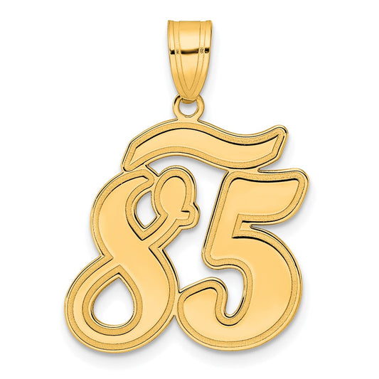 14k Brushed Border Script Number 85 Pendant