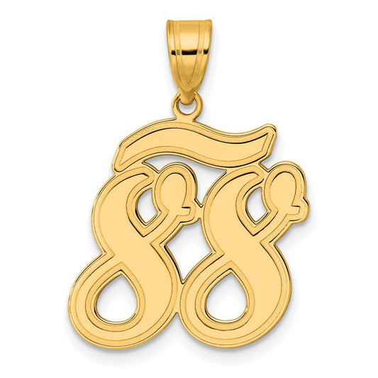 14k Brushed Border Script Number 88 Pendant