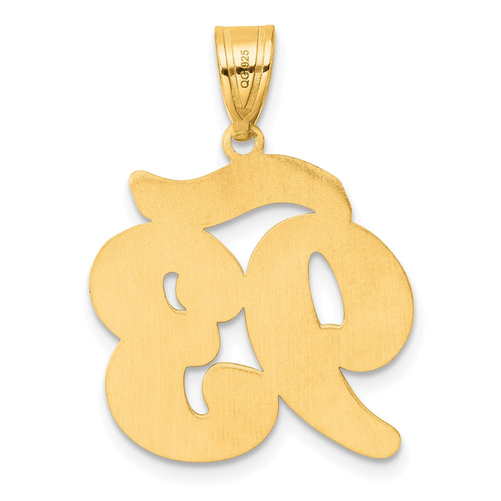 14k Brushed Border Script Number 93 Pendant