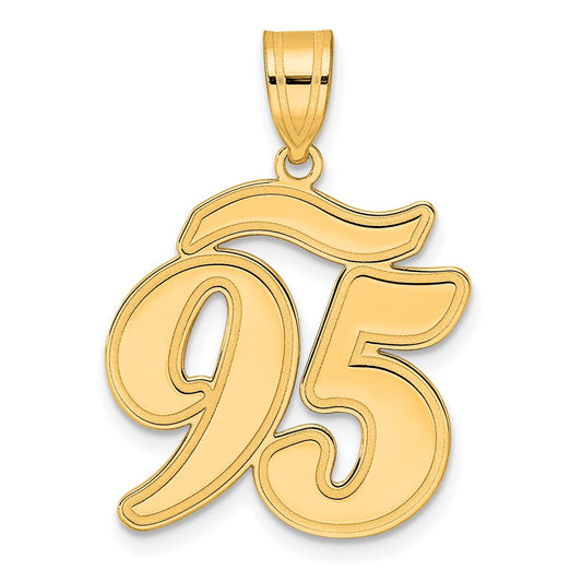 14k Brushed Border Script Number 95 Pendant