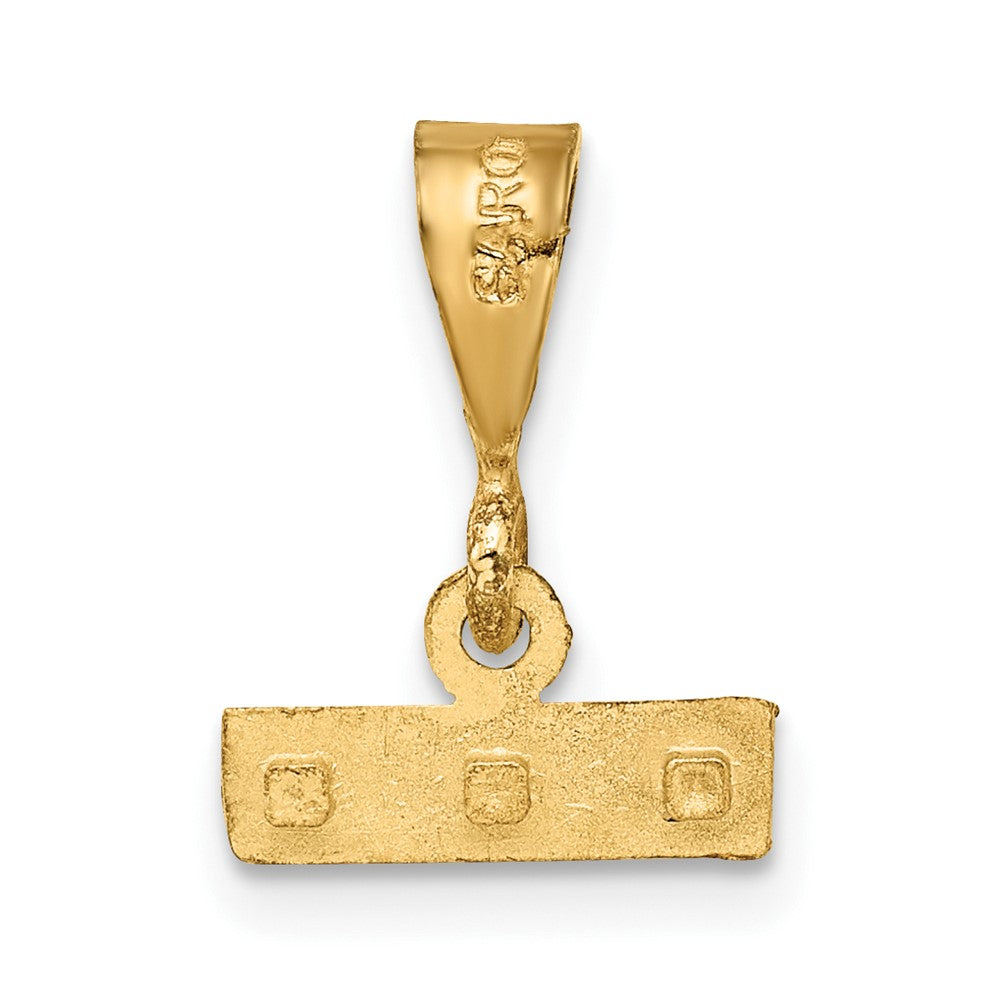14k Small Brushed Diamond-cut Top Charm