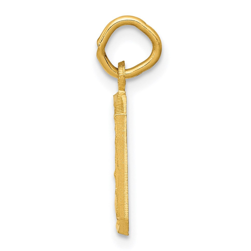 14k Small Brushed Diamond-cut Number 0 Charm