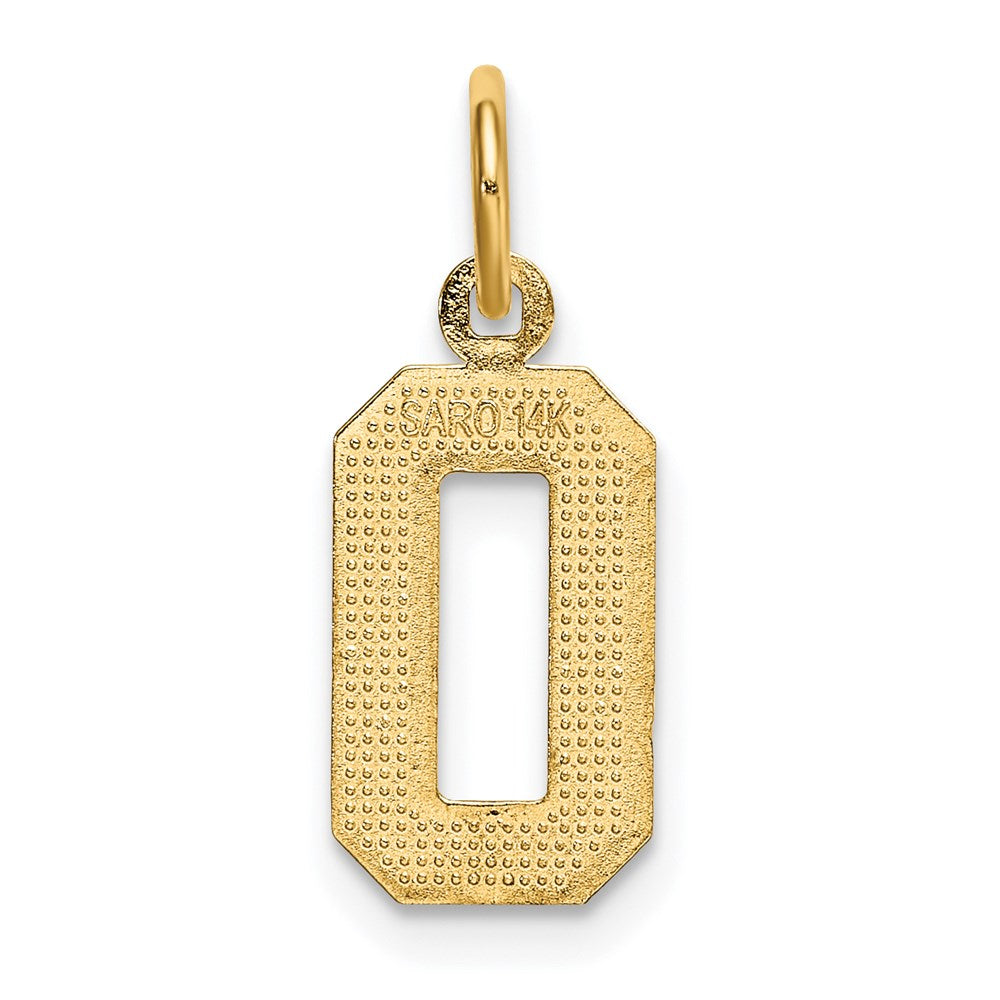 14k Small Brushed Diamond-cut Number 0 Charm