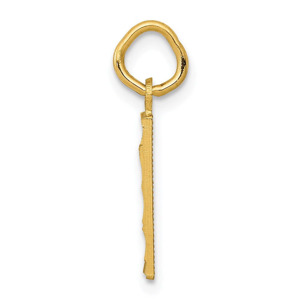 14k Small Brushed Diamond-cut Number 1 Charm