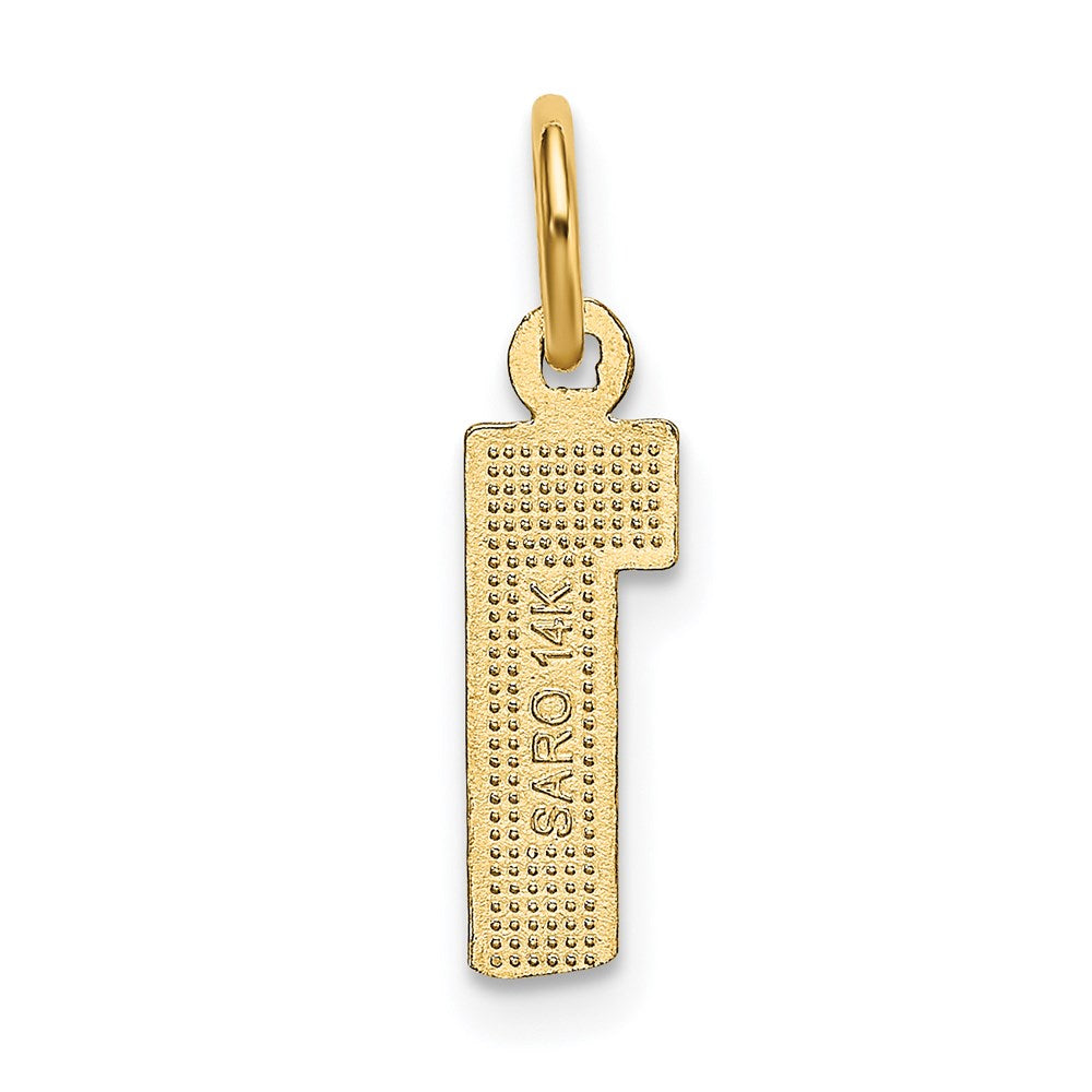 14k Small Brushed Diamond-cut Number 1 Charm