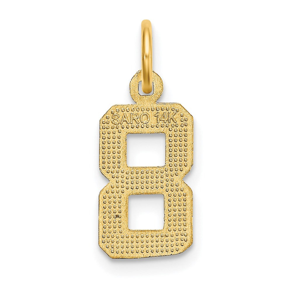 14k Small Brushed Diamond-cut Number 8 Charm