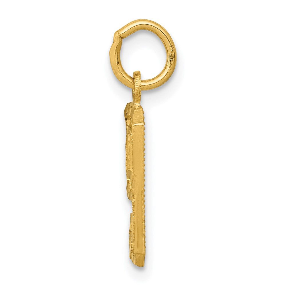 14k Small Brushed Diamond-cut Number 9 Charm
