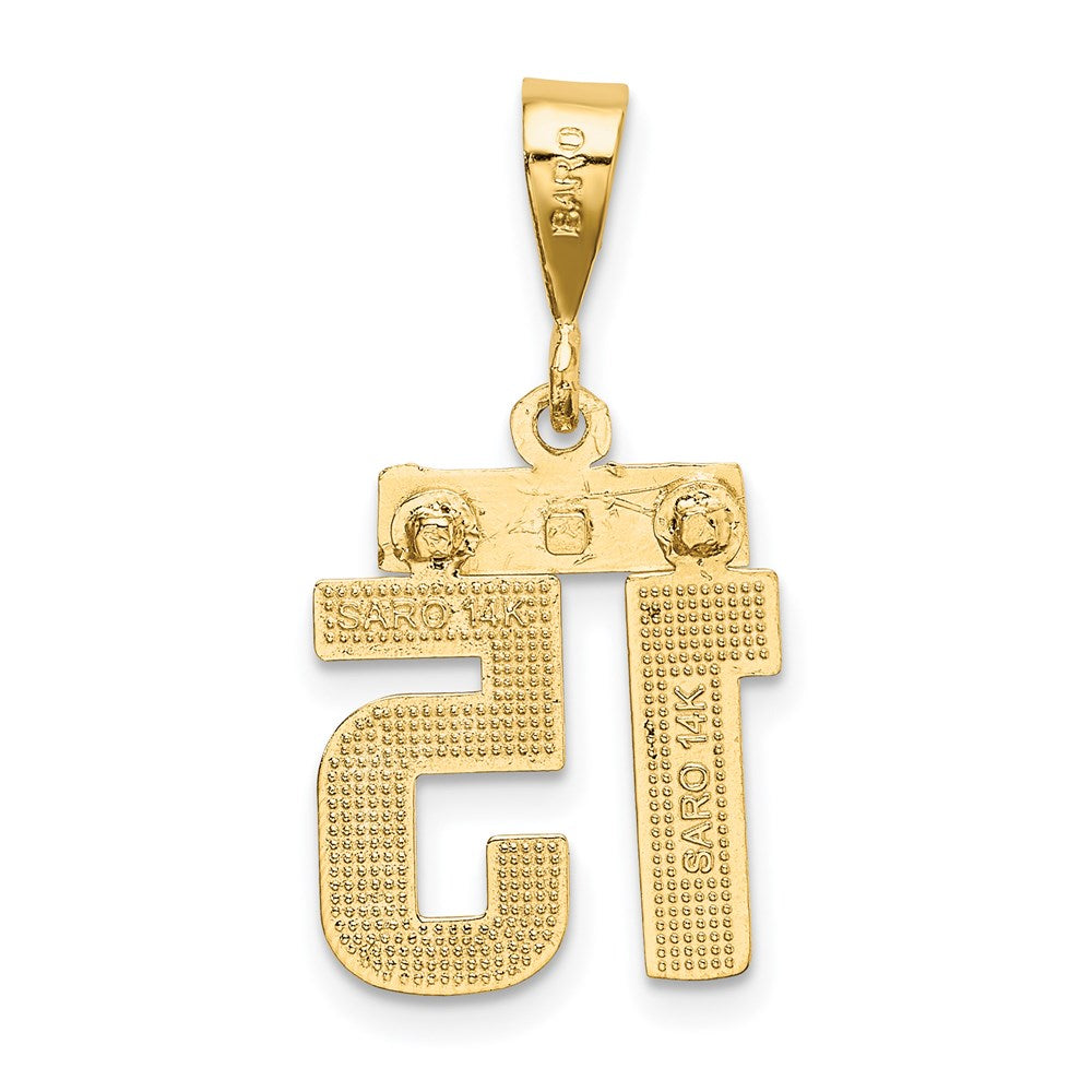 14k Small Brushed Diamond-cut Number 15 Charm