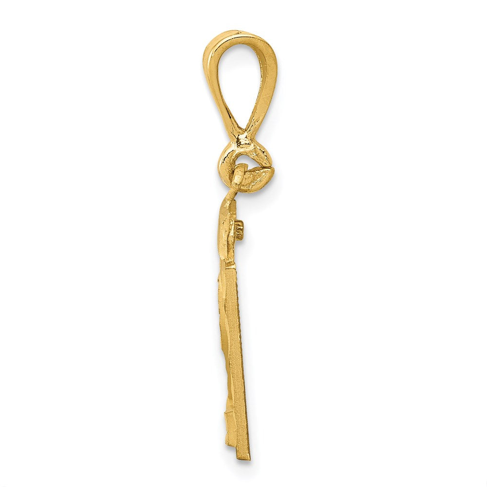 14k Small Brushed Diamond-cut Number 21 Charm