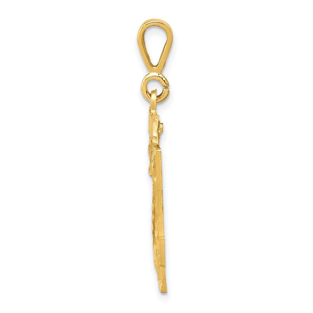 14k Small Brushed Diamond-cut Number 24 Charm