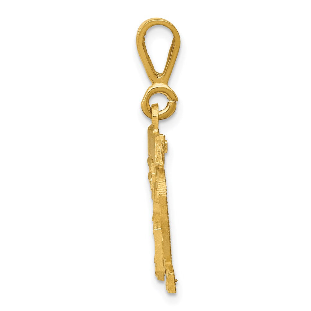 14k Small Brushed Diamond-cut Number 32 Charm