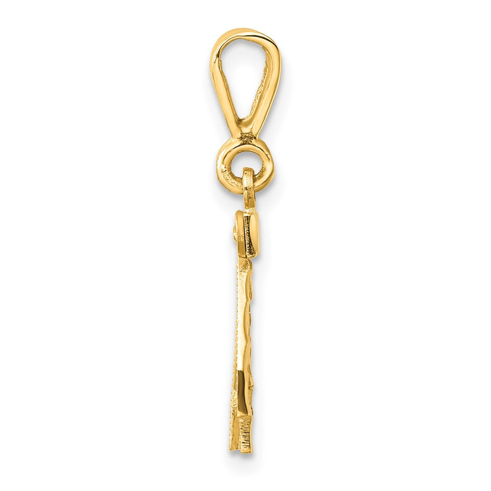 14k Small Brushed Diamond-cut Number 42 Charm