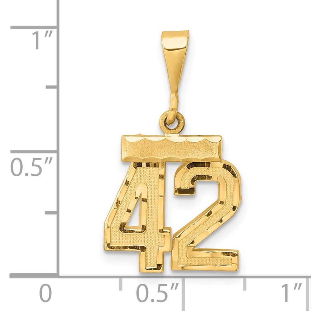 14k Small Brushed Diamond-cut Number 42 Charm