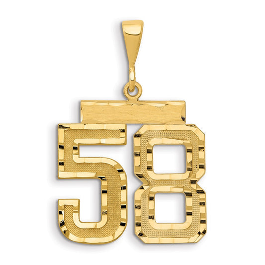 14k Small Brushed Diamond-cut Number 58 Charm