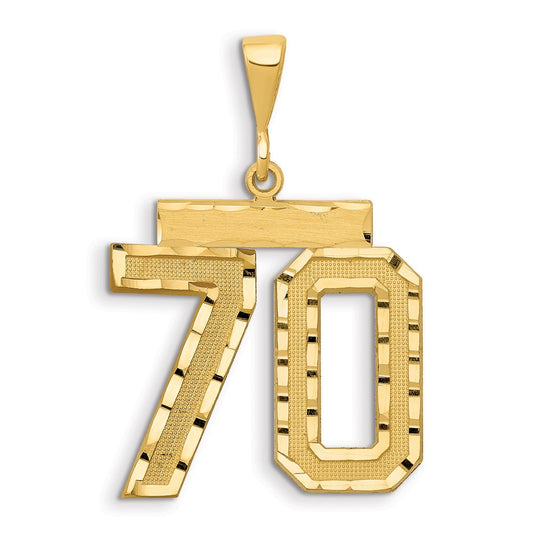 14k Small Brushed Diamond-cut Number 70 Charm