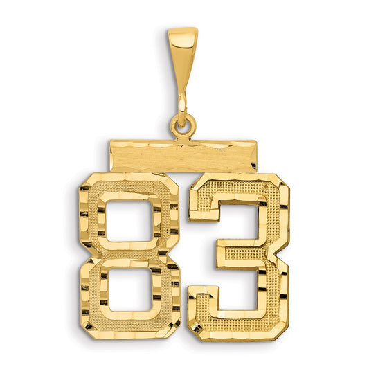 14k Small Brushed Diamond-cut Number 83 Charm
