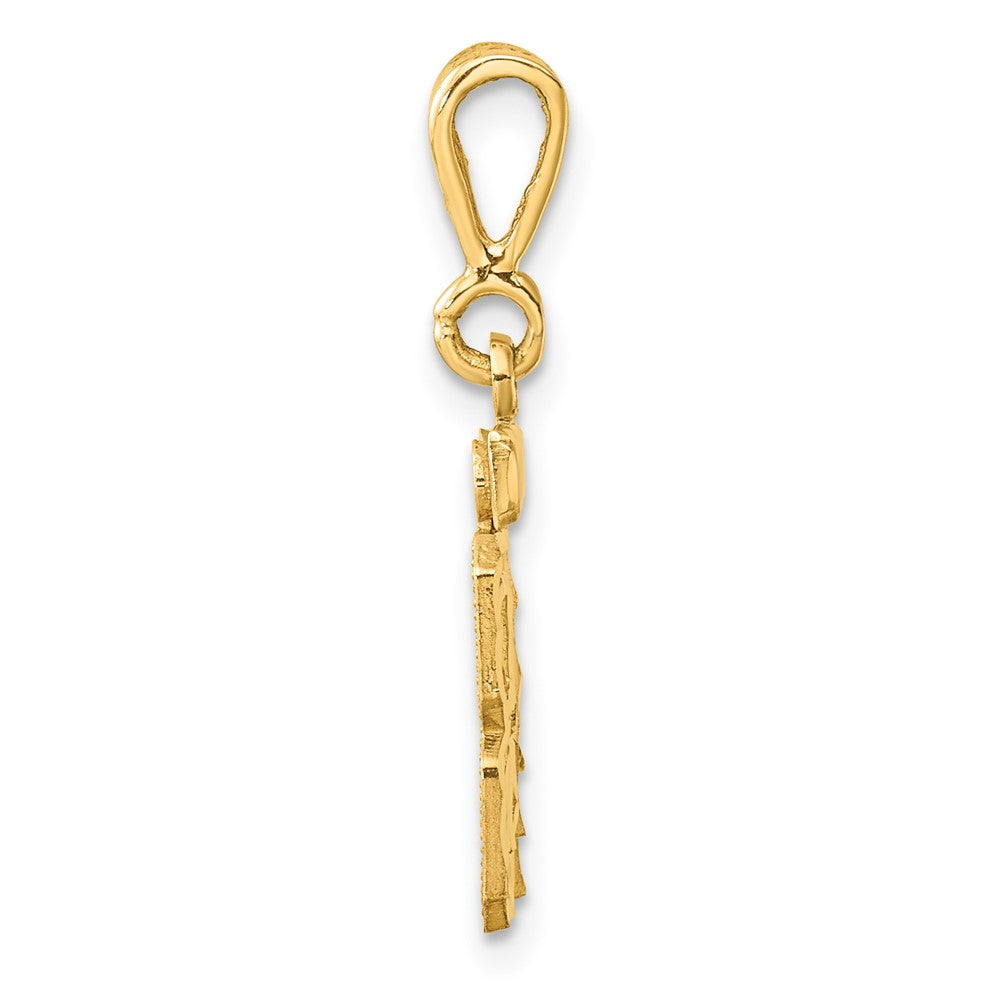 14k Small Brushed Diamond-cut Number 84 Charm