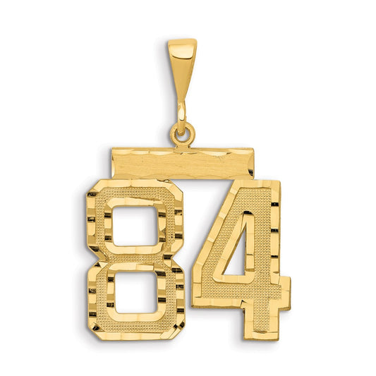 14k Small Brushed Diamond-cut Number 84 Charm