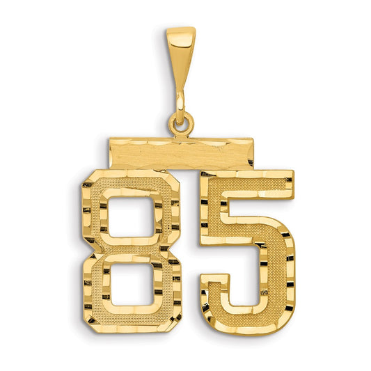 14k Small Brushed Diamond-cut Number 85 Charm