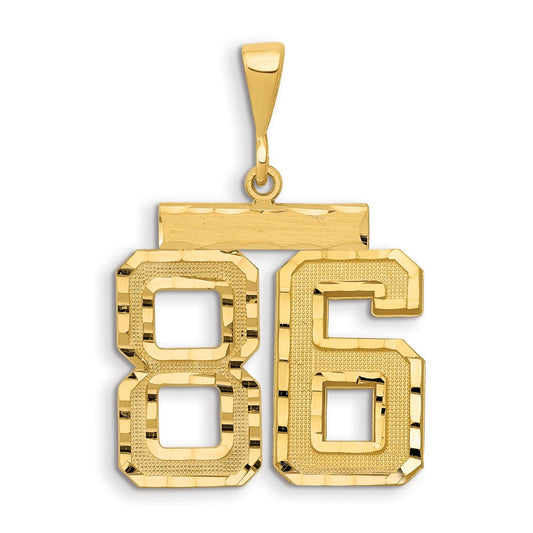14k Small Brushed Diamond-cut Number 86 Charm